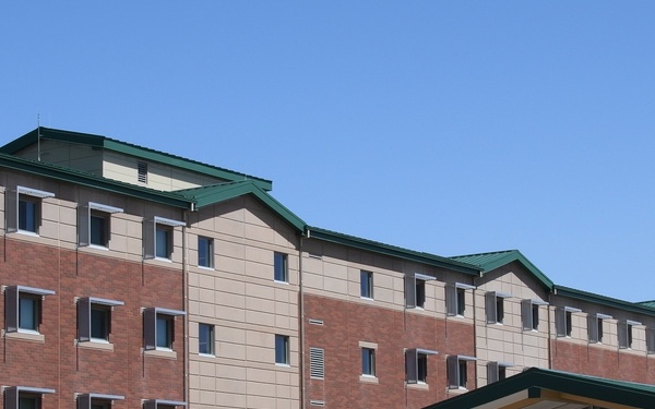 Exterior video of War Fighter Road Barracks, Ft Carson, Colo.