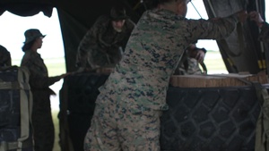 3rd Landing Support Battalion Marines Conduct Airborne, Air Delivery, and Night Operation Training on Ie Shima, Okinawa