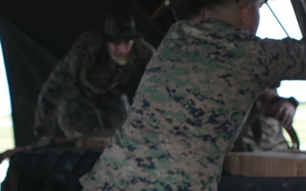 3rd Landing Support Battalion Marines Conduct Airborne, Air Delivery, and Night Operation Training on Ie Shima, Okinawa