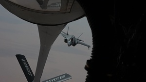 KC-135 Stratotanker performs air refueling operations
