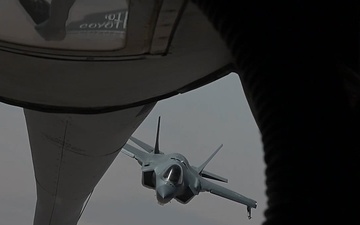 KC-135 Stratotanker performs air refueling operations
