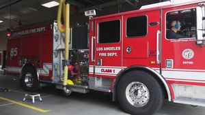 LAFD demonstrates firefighting gear during LAFW