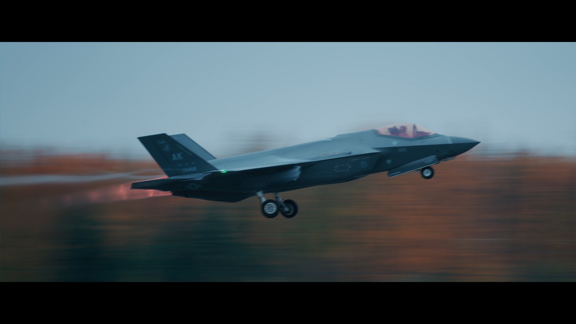 A jet takes off. 