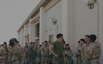 MALS-12 Marines work in MOPP gear