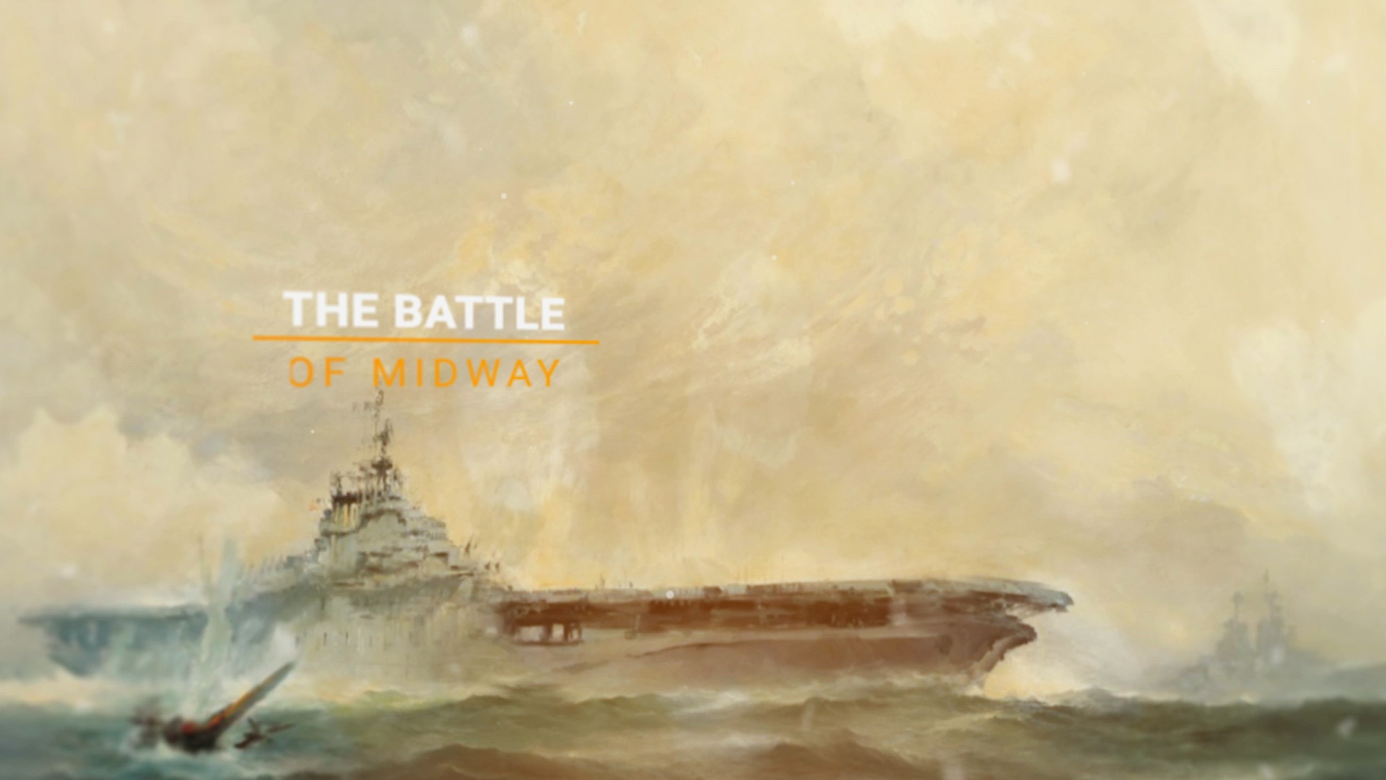 A painting of a ship in the Pacific Theater of World War II.