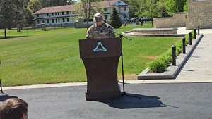 Fort McCoy senior commander leads opening remarks during 2026 Fort McCoy Armed Forces Day Open House