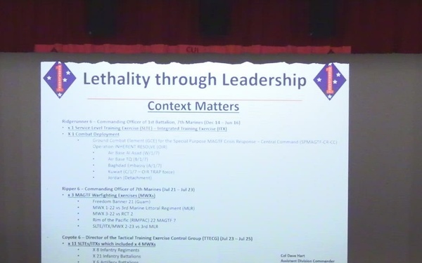 1st MARDIV Assistant Division Commander hosts leadership brief