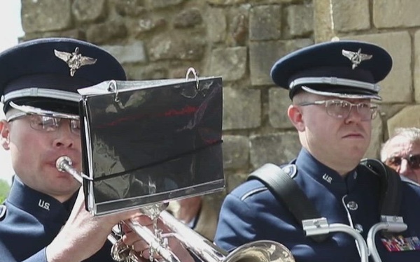 B-Roll: US Air Forces in Europe Band commemorates Battle of Grainges at D-Day 82 ceremony