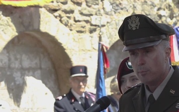 B-Roll: US Army Europe and Africa deputy commanding general commemorates Battle of Graignes at D-Day 82 ceremony
