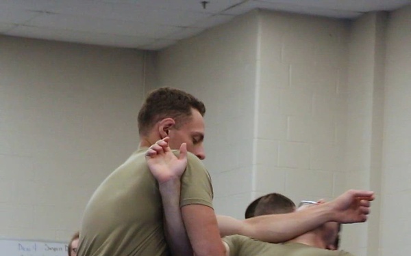 216th Military Police Company train over Mock holds, take down techniques and hand-cuff procedures