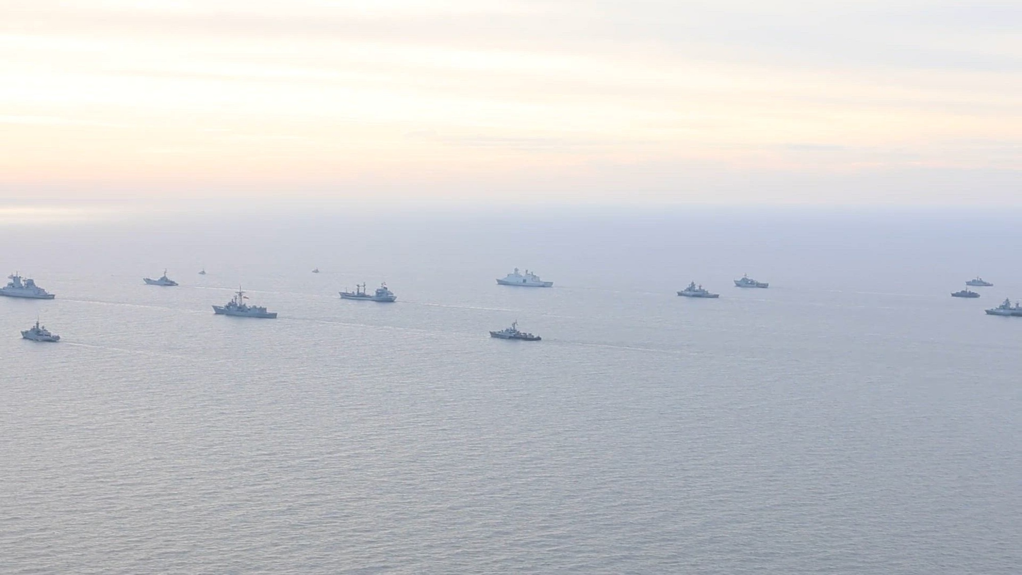 260605-N-CW165-2001 BALTIC SEA (June 5th, 2026) NATO ships steam in formation through the Baltic Sea, in support of exercise Baltic Operations (BALTOPS) 2026. BALTOPS26, the premiere maritime-focused exercise in the Baltic Sea region, provides a unique training opportunity to strengthen combined response capabilities critical to preserving freedom of navigation and security in the Baltic Sea. (U.S. Navy photo by Mass Communication Specialist 3rd Class Tyranny Chartrand)