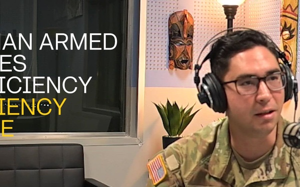 US Army Sgt. Miguel Campano highlights German Armed Forces Proficiency Badge on AFN Vicenza