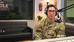 US Army Sgt. Miguel Campano highlights German Armed Forces Proficiency Badge on AFN Vicenza
