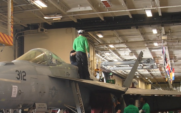 Nimitz Sailors Conduct Maintenance