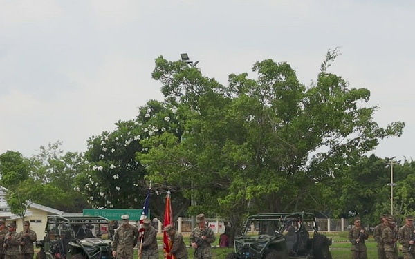3rd Littoral Logistics Battalion holds a change of command ceremony while deployed in the Philippines (B-Roll)