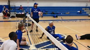 Air Force Wounded Warriors practice volleyball in preparation for Warrior Games (broll stringer)