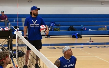 Air Force Wounded Warriors practice volleyball in preparation for Warrior Games (broll stringer)
