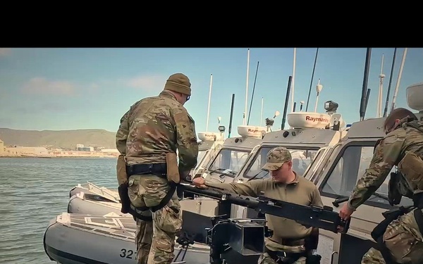 U.S. Coast Guard Port Security Unit 312 conducts simulated training exercises in San Francisco Bay