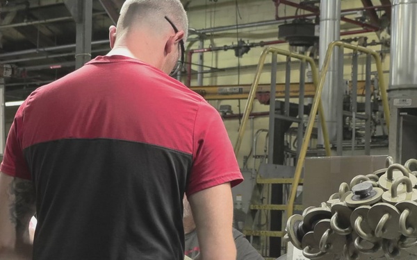 155mm/ M795 projectile paint line at Iowa Army Ammunition Plant.
