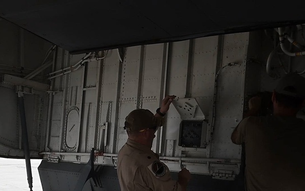 KC-135 refuels F-35s during security operations