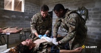U.S. Army medics with the 1-8 CAV train with British soldiers