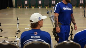 Air Force Warrior Games athletes compete in archery: day 2 (b roll)