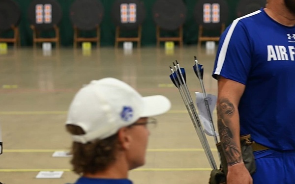 Air Force Warrior Games athletes compete in archery: day 2 (b roll)