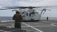 26th Marine Expeditionary Unit’s Type Commanders Amphibious Training | HMH-461 cross decks from the USS Arlington to the USS Kearsarge