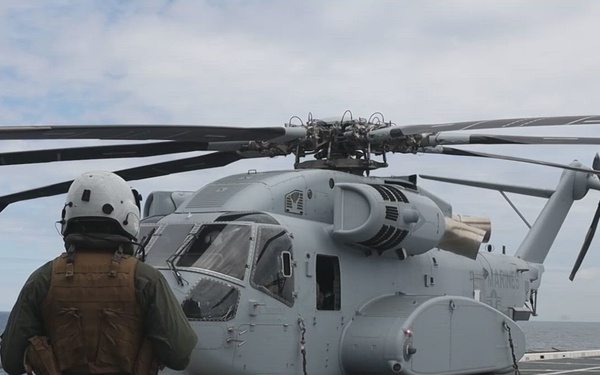 26th Marine Expeditionary Unit’s Type Commanders Amphibious Training | HMH-461 cross decks from the USS Arlington to the USS Kearsarge
