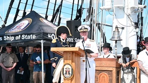 CNO Adm. Daryl Caudle speaks aboard USS Constitution