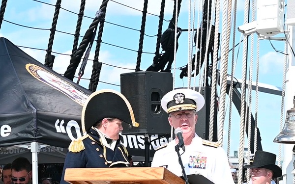 CNO Adm. Daryl Caudle speaks aboard USS Constitution