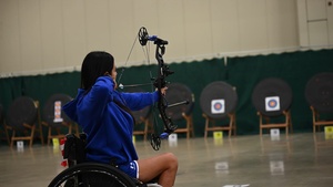 Air Force Warrior Games athletes compete in archery (b roll)