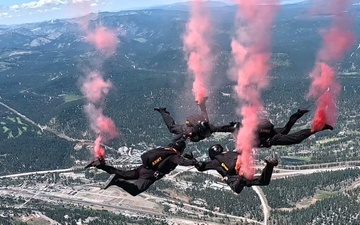 The U.S. Army Parachute Team parachutes into Truckee Tahoe Airshow