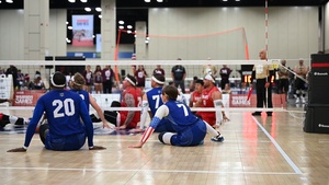 Air Force Warrior Games athletes compete in volleyball (b-roll)