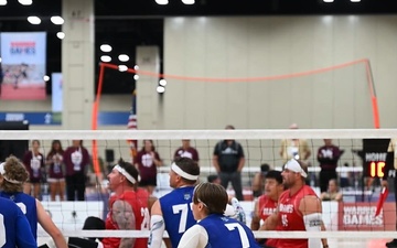 Air Force Warrior Games athletes compete in volleyball (b-roll)