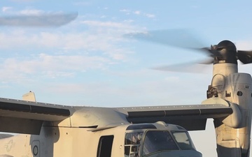26th Marine Expeditionary Unit’s Type Commander’s Amphibious Training | HMH-461 and VMM-261 conduct night flight training operations aboard the USS Kearsarge