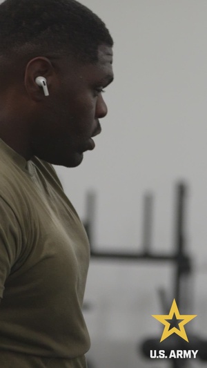 Soldier conducts strength training at Fort Bliss H2F facility