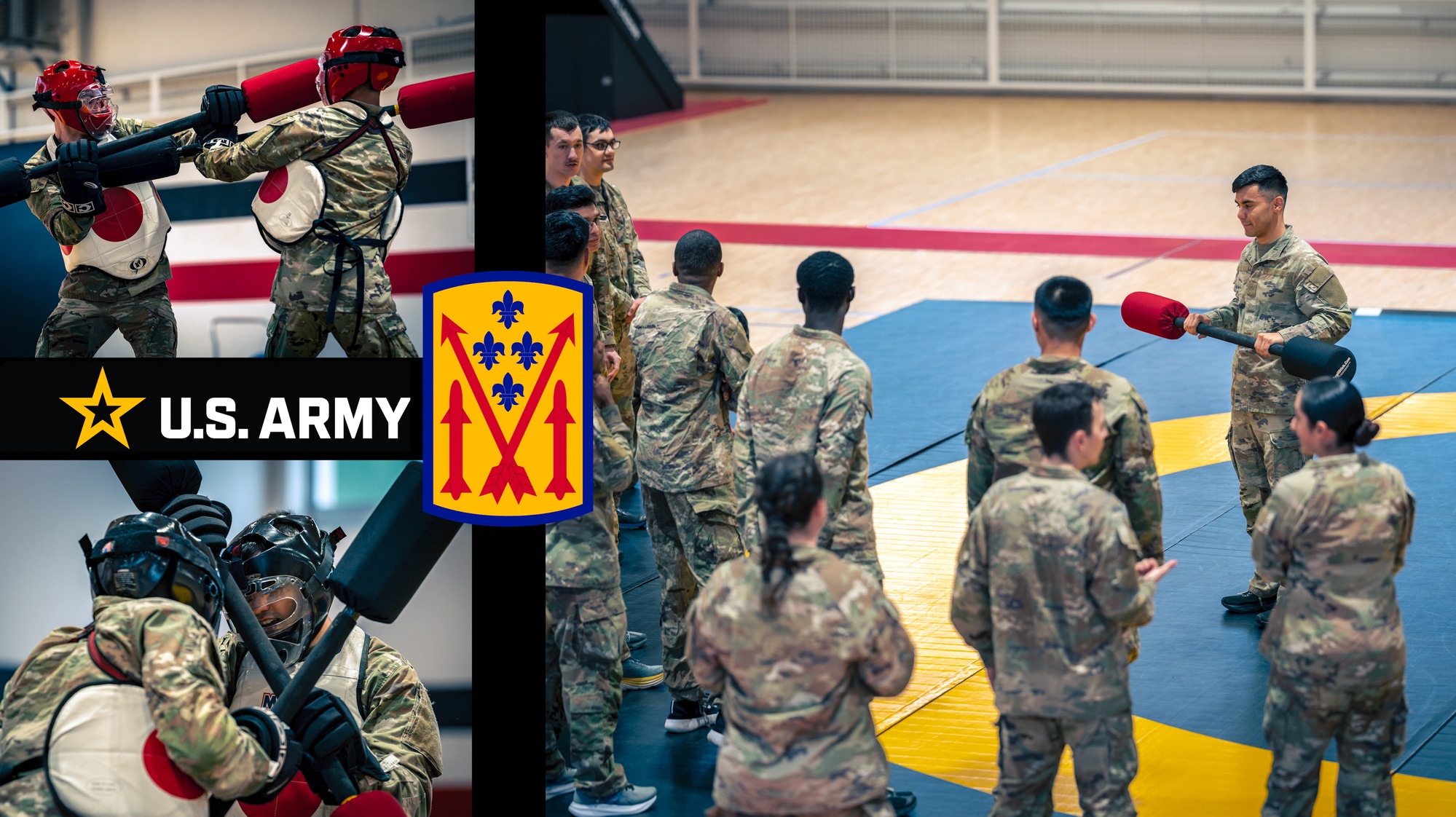U.S. Army soldiers assigned to 52D Air Defense Artillery Brigade, 10th Army Air & And Missile Defense Command, conduct pugil stick matches during a battery physical training session in Sembach Kaserne, Germany, May 8, 2026. The event was designed to build confidence, mental resilience and the ability to perform under physical and cognitive stress (U.S. Army video by Sgt. Luis Garcia).