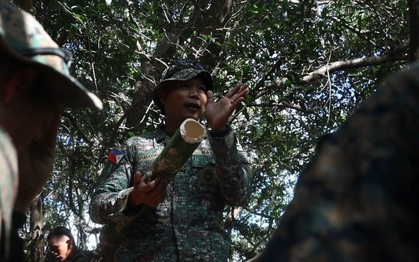 Philippine marines instruct 3rd Marine Littoral Combat Team on Jungle Survival (B-Roll)