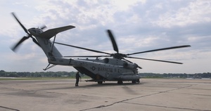 U.S. Marines flyover downtown Baltimore for Sail250 Maryland