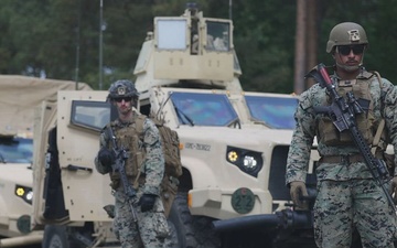 U.S. Marine Corps combat engineers conduct beach security patrol in Latvia