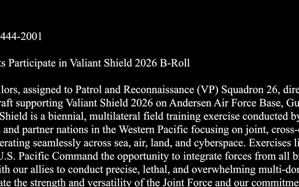 VP-26 Tridents Participate in Valiant Shield 2026 B-Roll
