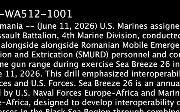 U.S. Marines and Romanian emergency responders conduct casualty evacuation drill during Sea Breeze 26