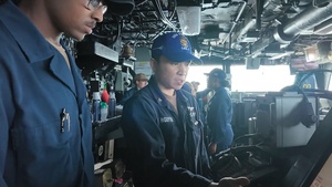 USS Tripoli Sailors Stand Bridge Watch