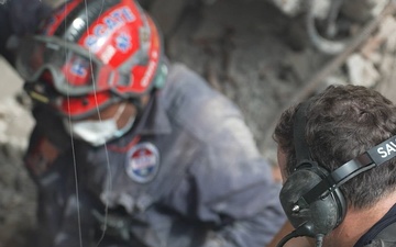 The Search and Rescue Teams Use a Listening Device