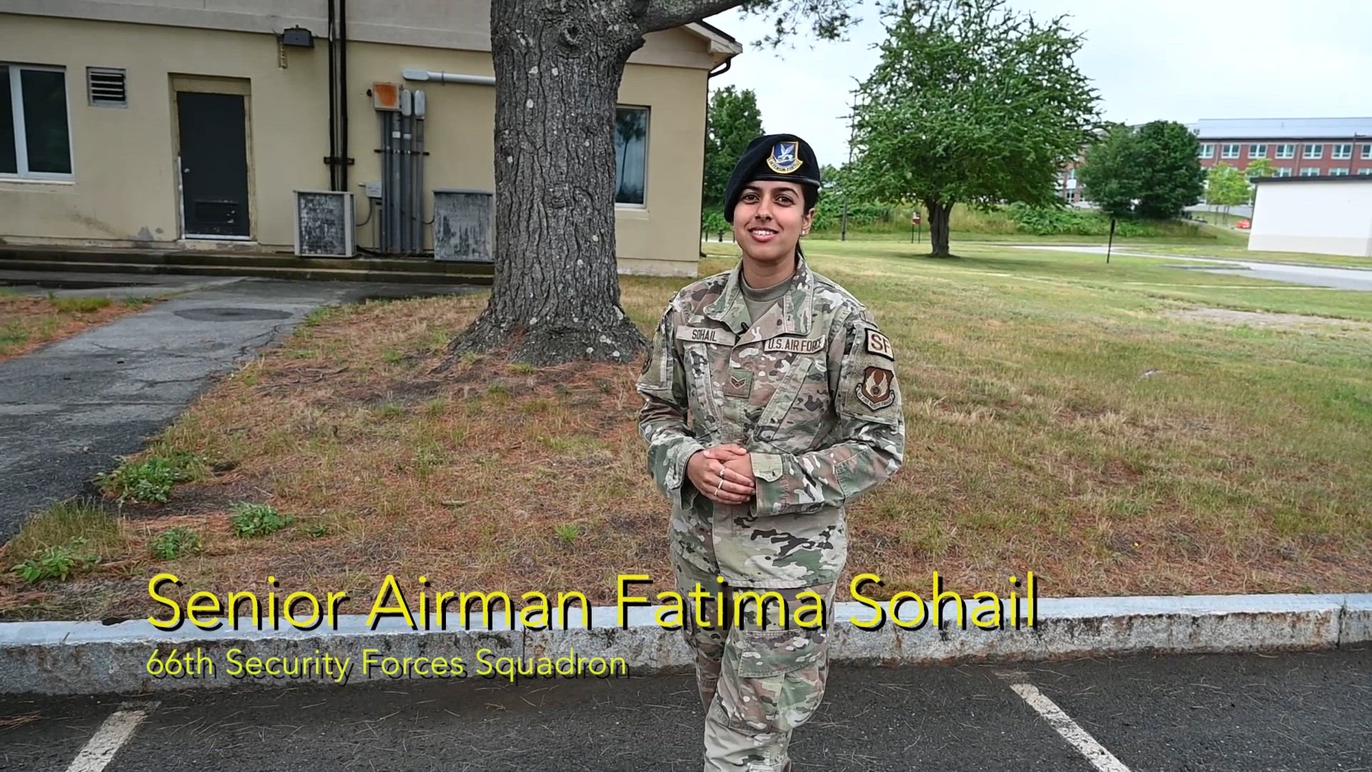 Senior Airman Fatima Sohail, 66th Security Forces Squadron defender, at Hanscom Air Force Base, Mass., shares driving safety tips for staying safe behind the wheel. Driving safety is an element of the Air Force Safety Center’s 101 Critical Days of Summer campaign. (U.S. Air Force video by Jerry Saslav)