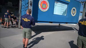 B-Roll: Coast Guard divers set up dive tank at Intrepid Pier 86 in Manhattan