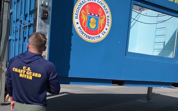 B-Roll: Coast Guard divers set up dive tank at Intrepid Pier 86 in Manhattan