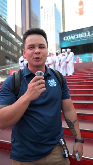 Coast Guard interviews service members at Times Square