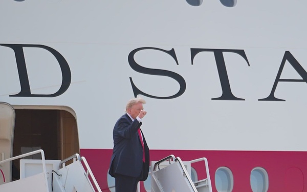 President Trump departs Andrews aboard new Air Force One